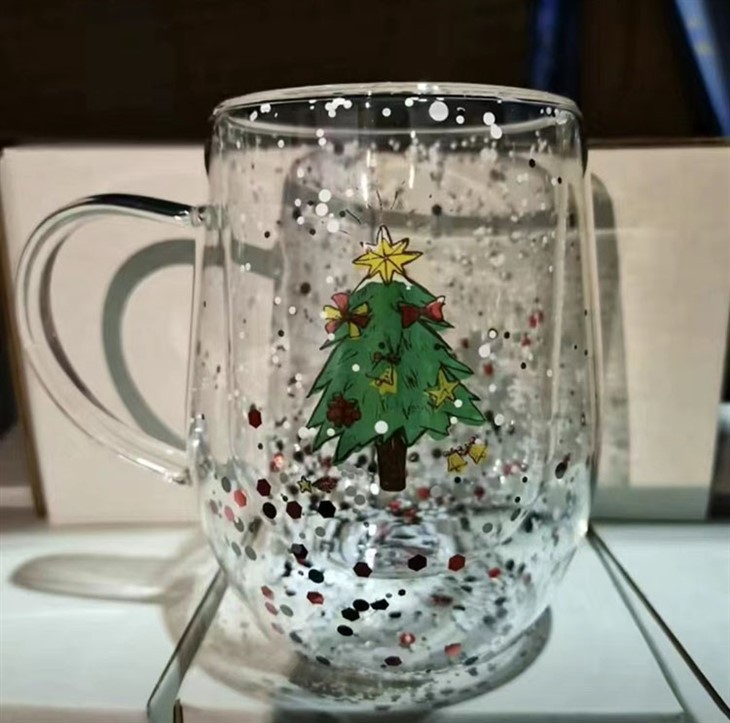 Christmas Double Wall Glass,Double Wall Glass Coffee Mugs,Double Wall Glass Tumbler For Christmas Festival