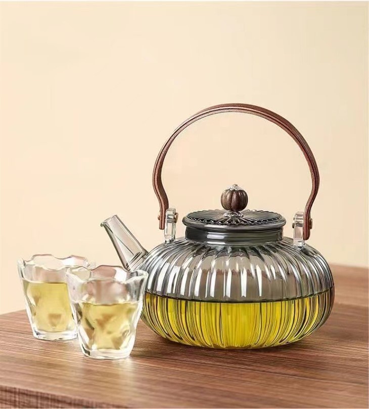 Pumpkin Striped High Borosilicate Boiled Tea Pot